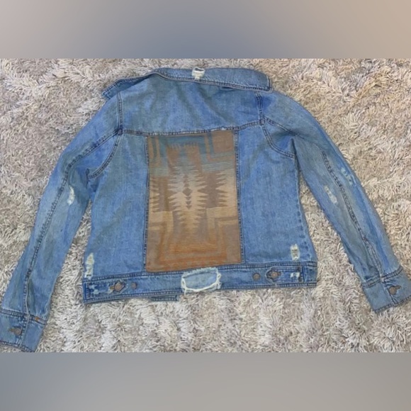Denim distressed jacket with Pendleton wool inlay - Picture 6 of 6